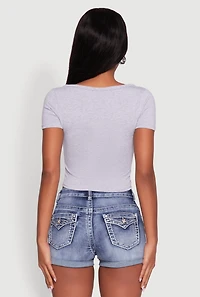 Womens Ambiance Classic Fit Scoop Neck Short Sleeve Cropped Tee, M