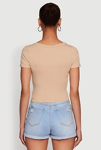 Womens Ambiance Classic Fit Scoop Neck Short Sleeve Cropped Tee,