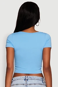 Womens Ambiance Classic Fit Scoop Neck Short Sleeve Cropped Tee, Blue, Size S