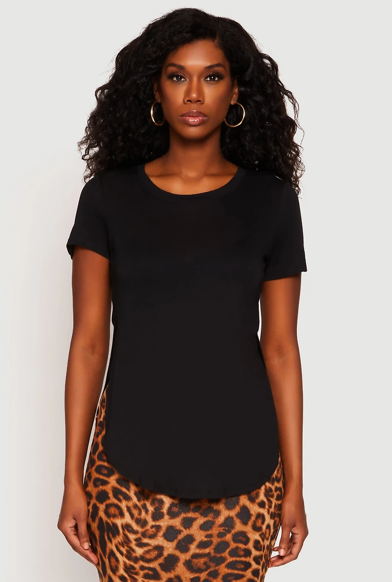 Side Slit High Low Hem Tee