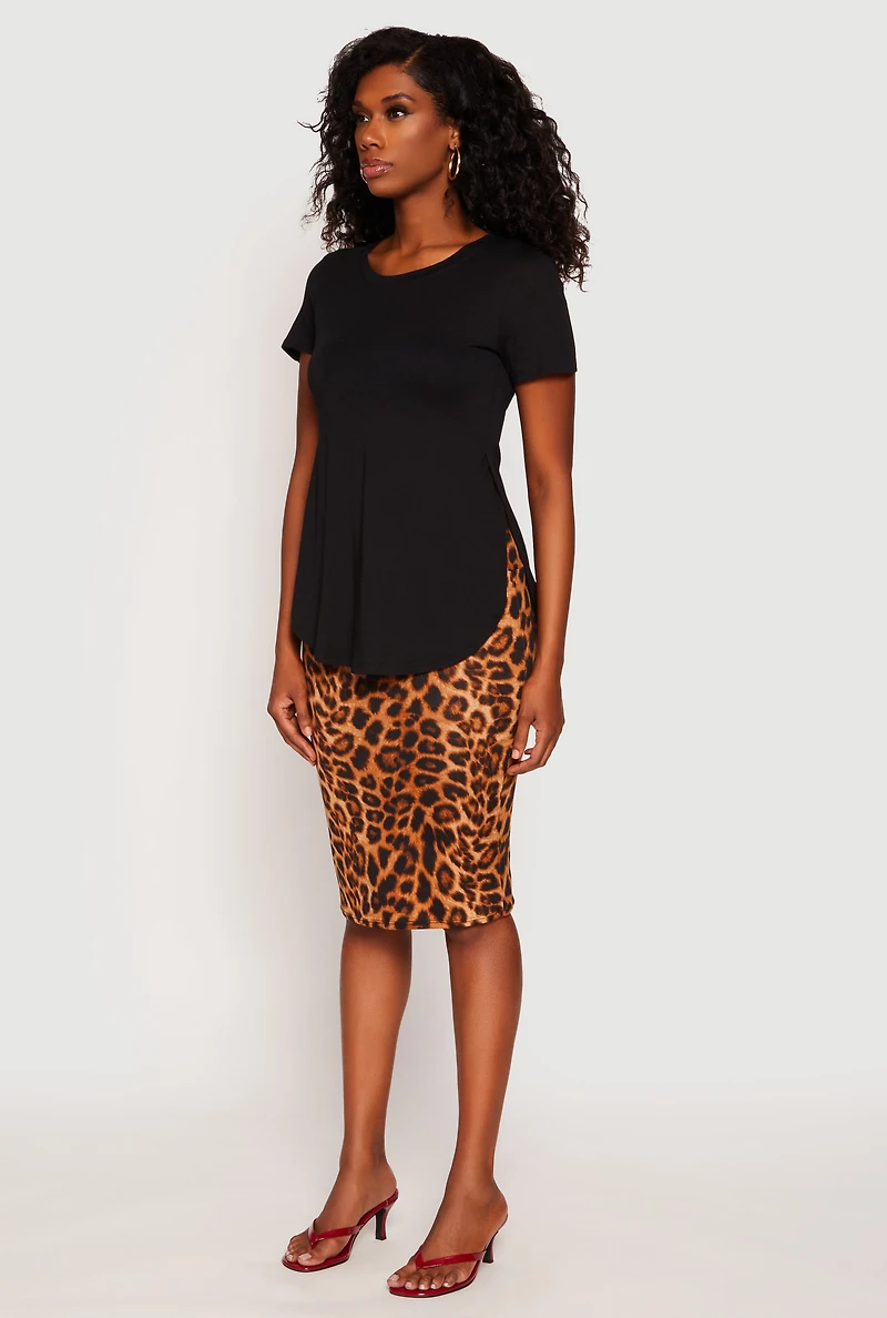 Side Slit High Low Hem Tee