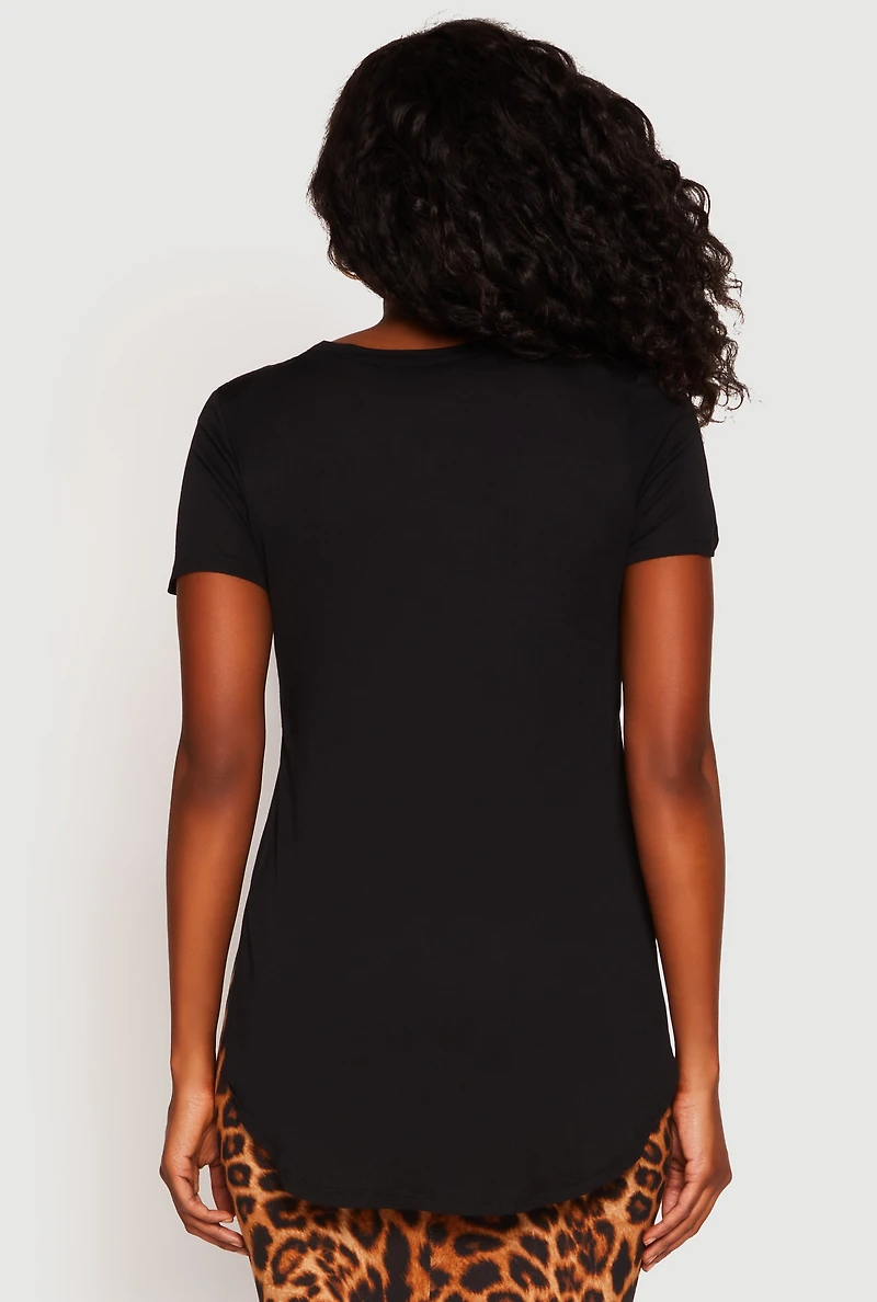 Side Slit High Low Hem Tee