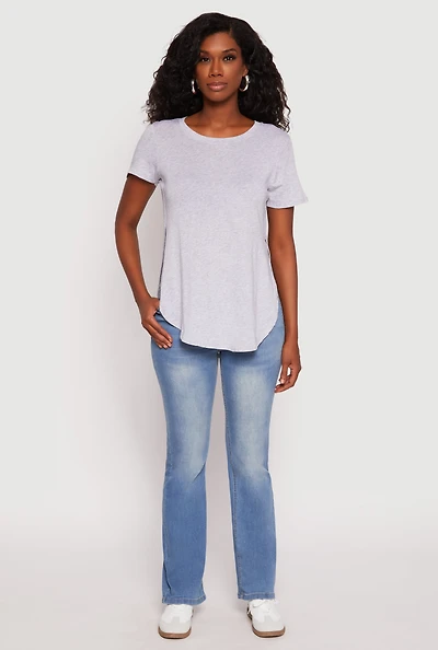 Womens Side Slit High Low Hem Tee, Grey, Size M
