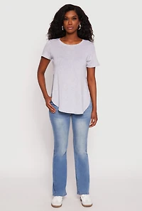 Womens Side Slit High Low Hem Tee, Grey, Size M