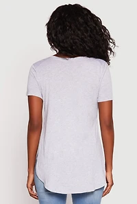 Womens Side Slit High Low Hem Tee, Grey, Size M
