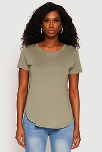 Womens Side Slit High Low Hem Tee, S