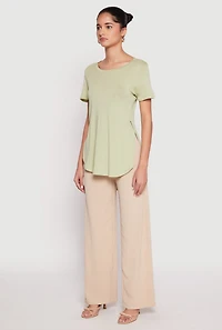 Womens Side Slit High Low Hem Tee,