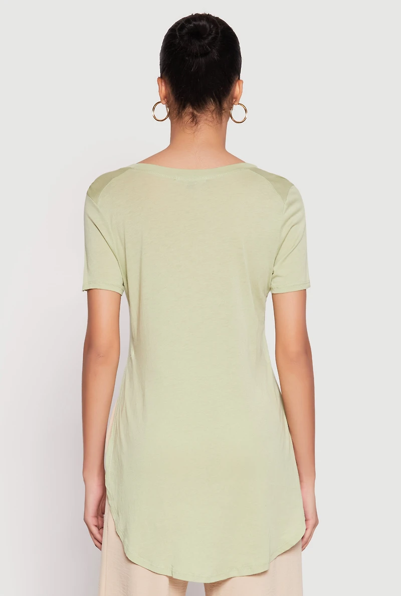 Womens Side Slit High Low Hem Tee,