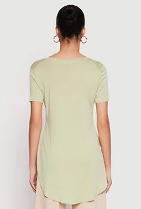 Womens Side Slit High Low Hem Tee,