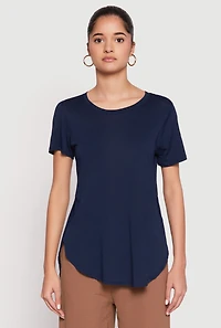 Womens Side Slit High Low Hem Tee, M