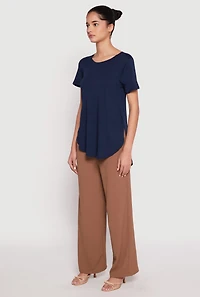 Womens Side Slit High Low Hem Tee, S
