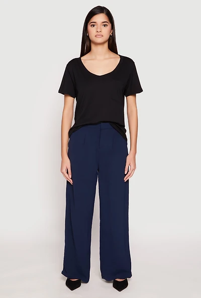 Womens Scoop Neck Pocket T Shirt,