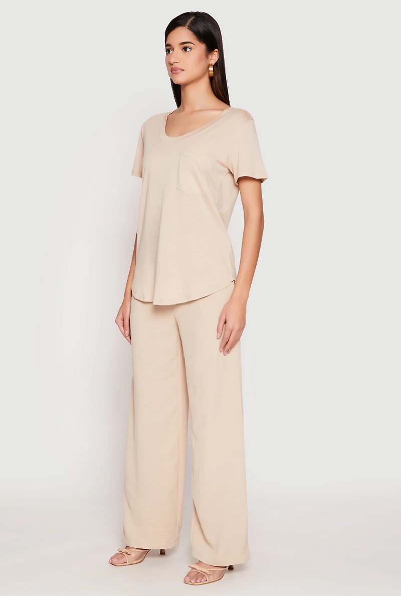 Womens Scoop Neck Pocket T Shirt,