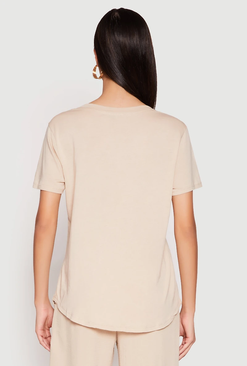 Womens Scoop Neck Pocket T Shirt,