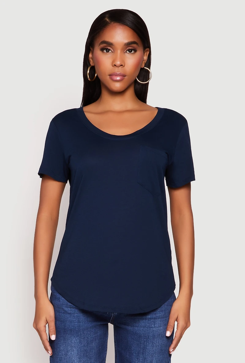 Scoop Neck Pocket T Shirt
