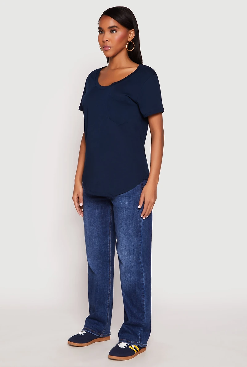 Scoop Neck Pocket T Shirt