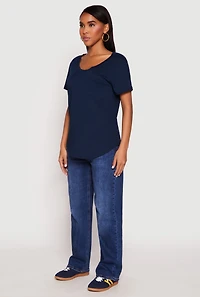 Scoop Neck Pocket T Shirt