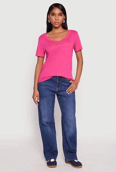 Scoop Neck Pocket T Shirt