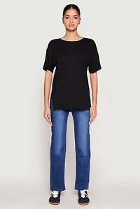 Womens Side Slit Pocket T Shirt,