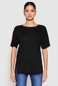 Womens Side Slit Pocket T Shirt,