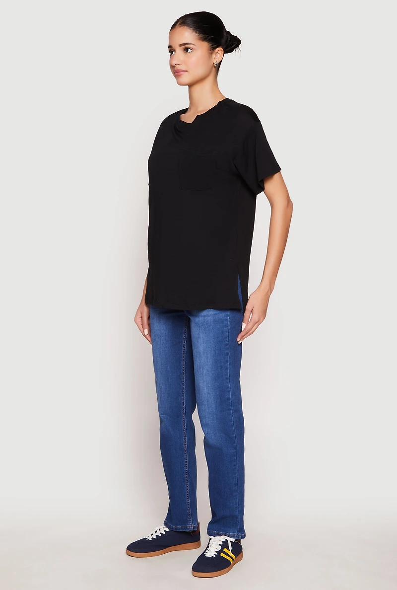 Womens Side Slit Pocket T Shirt,