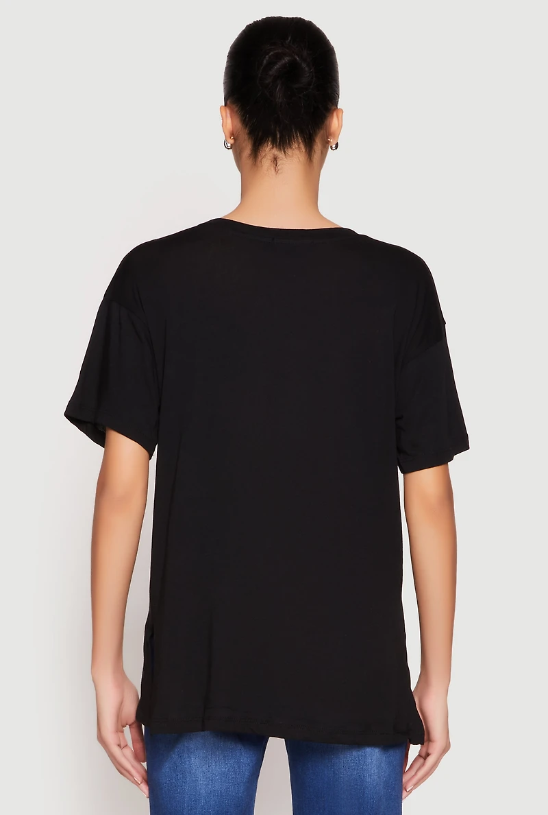 Womens Side Slit Pocket T Shirt,