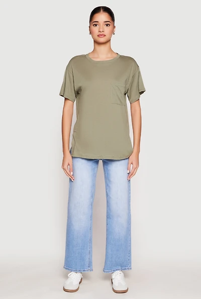 Womens Side Slit Pocket T Shirt,