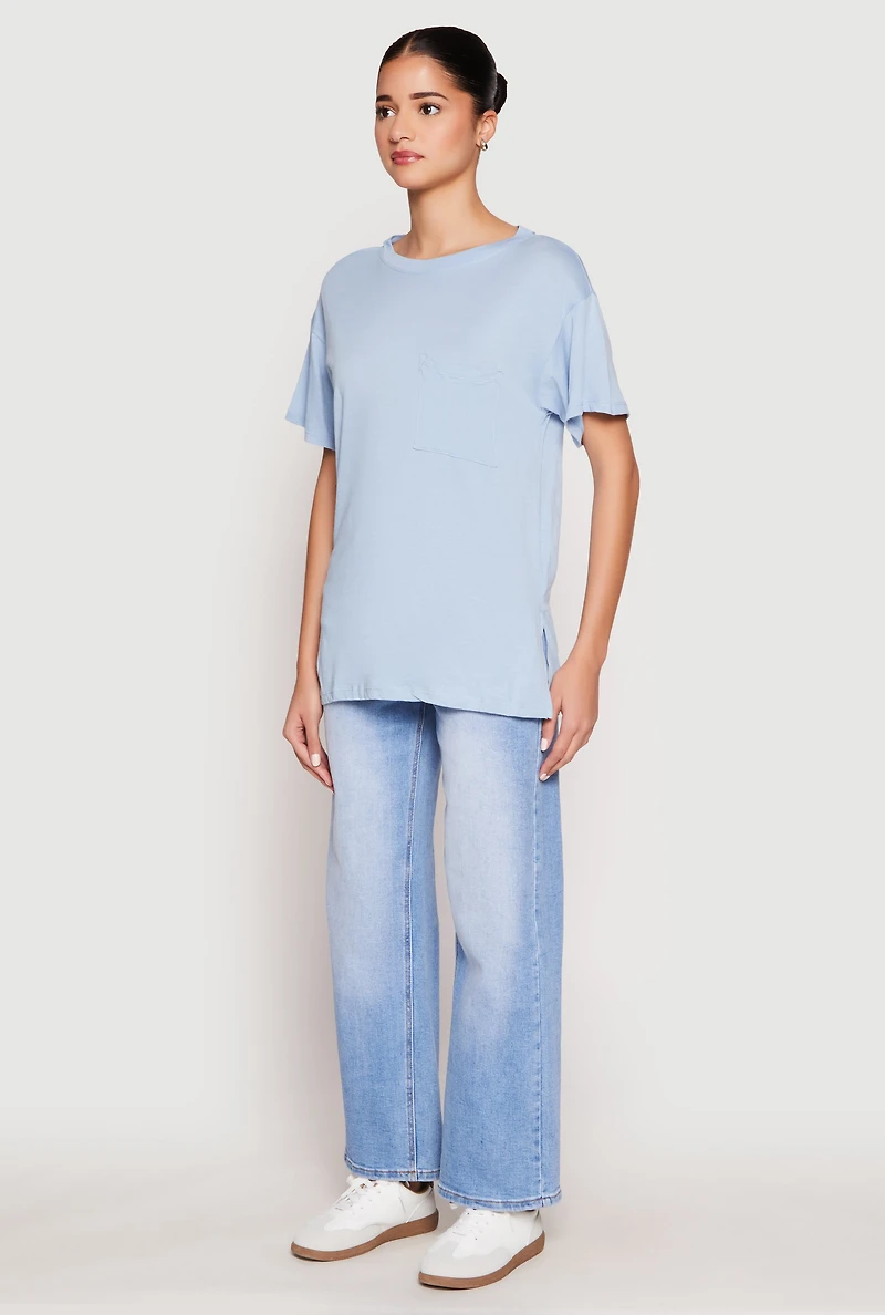 Womens Side Slit Pocket T Shirt,