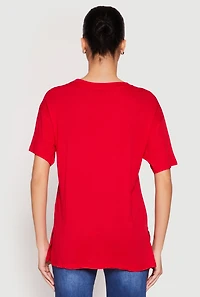 Womens Side Slit Pocket T Shirt, Red, Size S