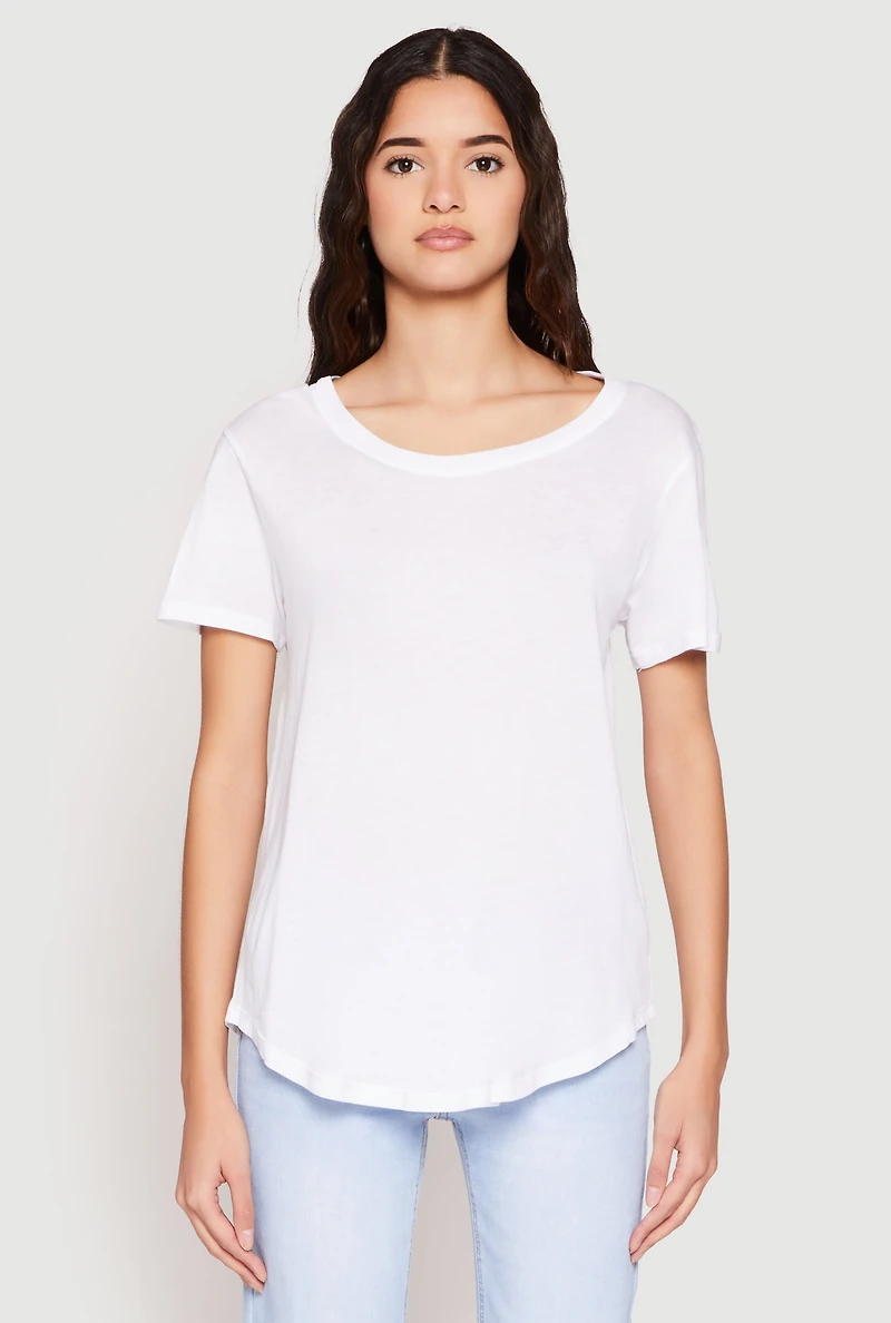 Womens Short Sleeve Oversized T Shirt, White, Size S