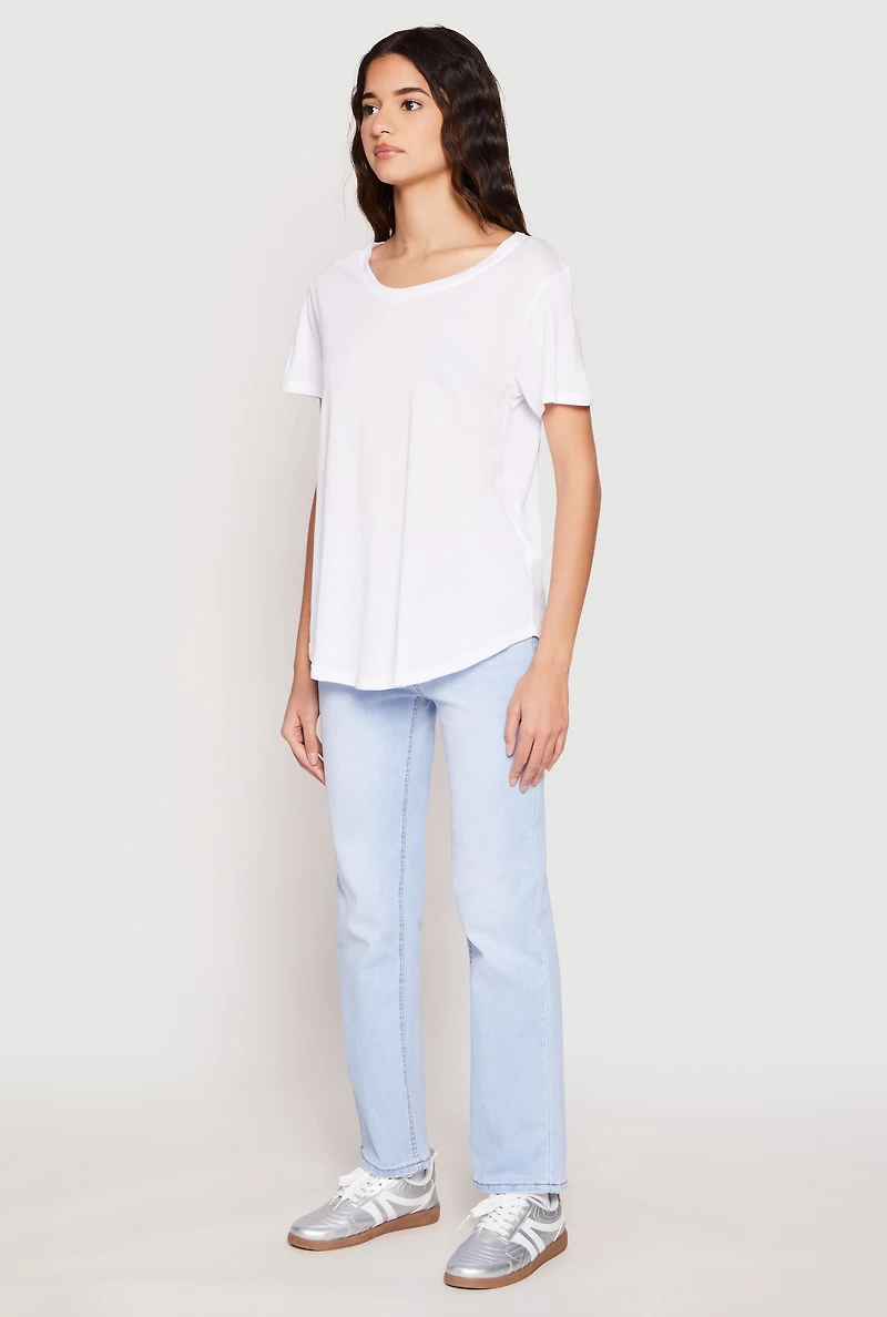 Womens Short Sleeve Oversized T Shirt, White, Size S