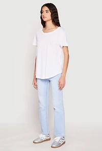 Womens Short Sleeve Oversized T Shirt, White, Size S