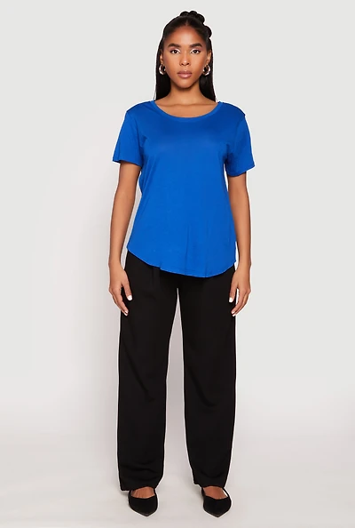 Womens Short Sleeve Oversized T Shirt, Blue, Size S