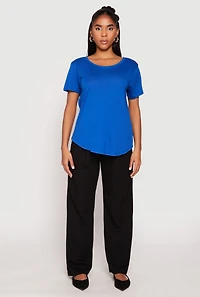 Womens Short Sleeve Oversized T Shirt, Blue, Size S