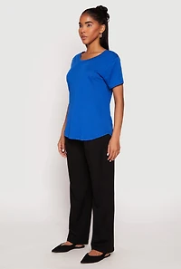 Womens Short Sleeve Oversized T Shirt, Blue, Size S