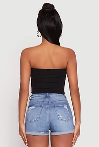 Womens Ruched Front Tube Top, Black, Size M