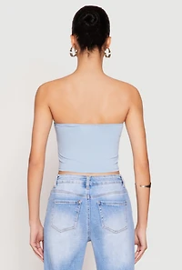 Womens Ruched Front Tube Top, Blue, Size M