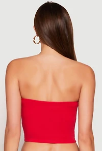 Womens Ruched Front Tube Top, Red,