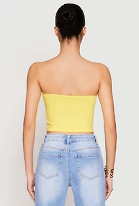 Womens Ruched Front Tube Top, Yellow,