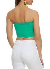 Womens Seamless Basic Padded Bandeau Top, Green, Size S-M