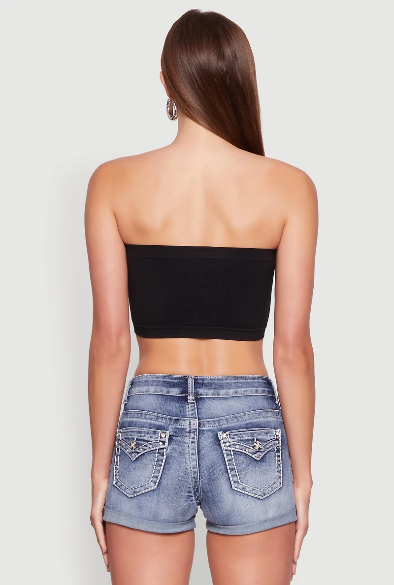 Womens Trendy Seamless Ruched Front Bandeau,