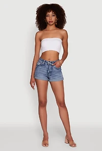 Womens Trendy Seamless Ruched Front Bandeau, White, Size M-L