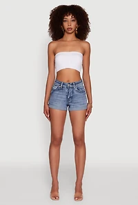 Womens Trendy Seamless Ruched Front Bandeau, White, Size M-L