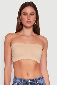 Womens Trendy Seamless Ruched Front Bandeau, S-M
