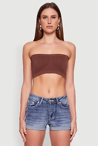 Womens Trendy Seamless Ruched Front Bandeau, M-L