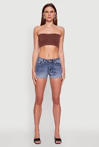 Womens Trendy Seamless Ruched Front Bandeau, M-L