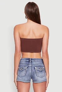 Womens Trendy Seamless Ruched Front Bandeau, M-L