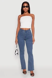 Womens Side Ruched Cropped Tube Top, White, Size M