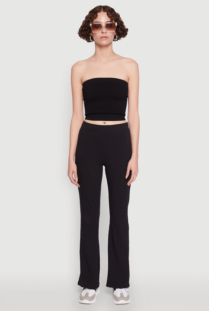 Womens Ribbed Knit Seamless Tube Top,