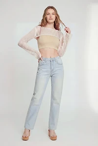 Long Sleeve High Neck Crochet Shrug